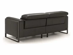 Sofá reclinable eléctrico de cuero Kinston-Gris oscuro-Sillón reclinable eléctrico de 3 plazas < Les Tendances Discount