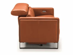 Sofá reclinable eléctrico de cuero Kinston-Marrón avellana-Sillón reclinable eléctrico de 3 plazas < Les Tendances Discount