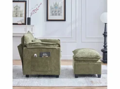 Sofá recto - Sofá con bolsillos laterales y reposapiés con espacio de almacenamiento - para sala de estar y dormitorio <