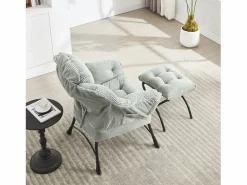 Sofá recto - Sofá de 1 plaza con bolsillos laterales y reposapiés - para dormitorio y sala de estar < Hot