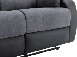 Vente-unique Conjunto Sofás | Sofá 3+2 relax de microfibra y piel sintética gris y negro BRODY