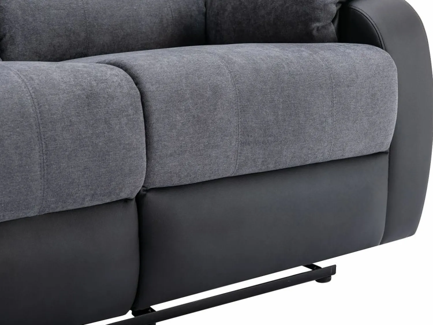 Vente-unique Conjunto Sofás | Sofá 3+2 relax de microfibra y piel sintética gris y negro BRODY