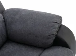 Vente-unique Conjunto Sofás | Sofá 3+2 relax de microfibra y piel sintética gris y negro BRODY