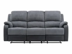 Vente-unique Conjunto Sofás | Sofá 3+2 relax de microfibra y piel sintética gris y negro BRODY