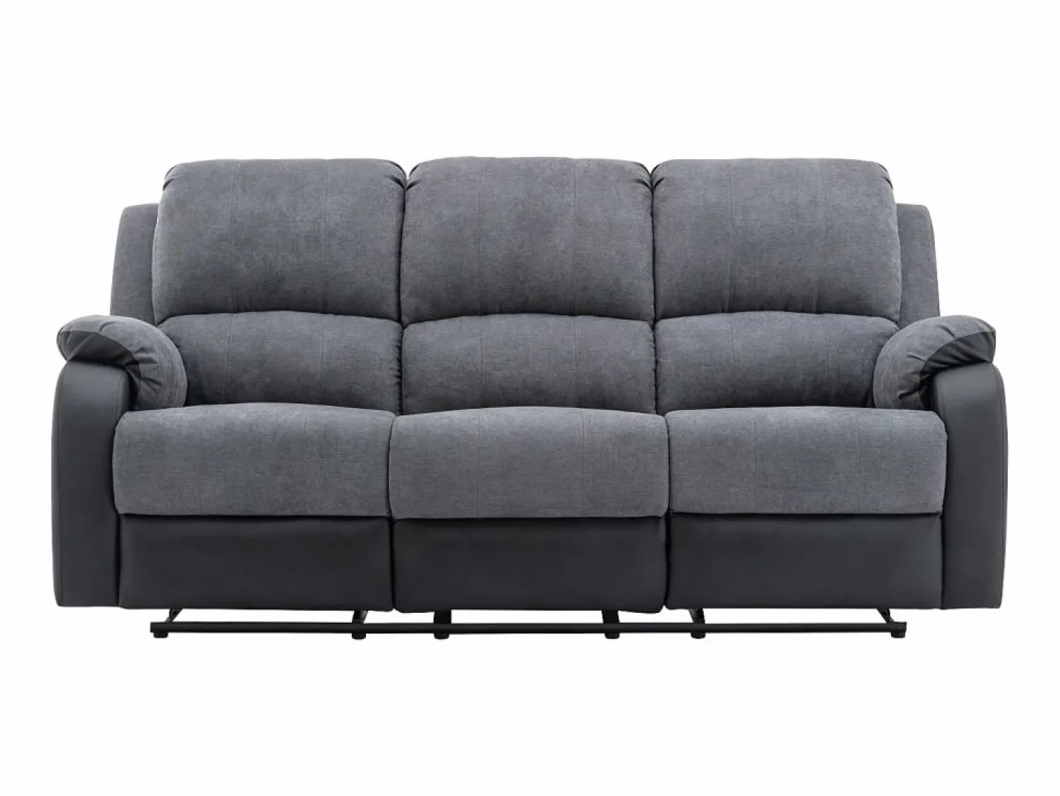 Vente-unique Conjunto Sofás | Sofá 3+2 relax de microfibra y piel sintética gris y negro BRODY