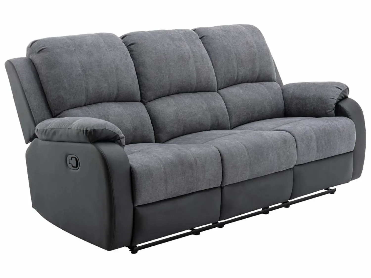 Vente-unique Conjunto Sofás | Sofá 3+2 relax de microfibra y piel sintética gris y negro BRODY