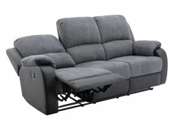 Vente-unique Conjunto Sofás | Sofá 3+2 relax de microfibra y piel sintética gris y negro BRODY