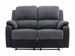 Vente-unique Conjunto Sofás | Sofá 3+2 relax de microfibra y piel sintética gris y negro BRODY