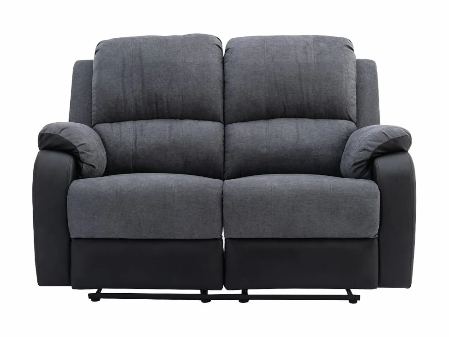 Vente-unique Conjunto Sofás | Sofá 3+2 relax de microfibra y piel sintética gris y negro BRODY
