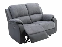 Vente-unique Conjunto Sofás | Sofá 3+2 relax de microfibra y piel sintética gris y negro BRODY
