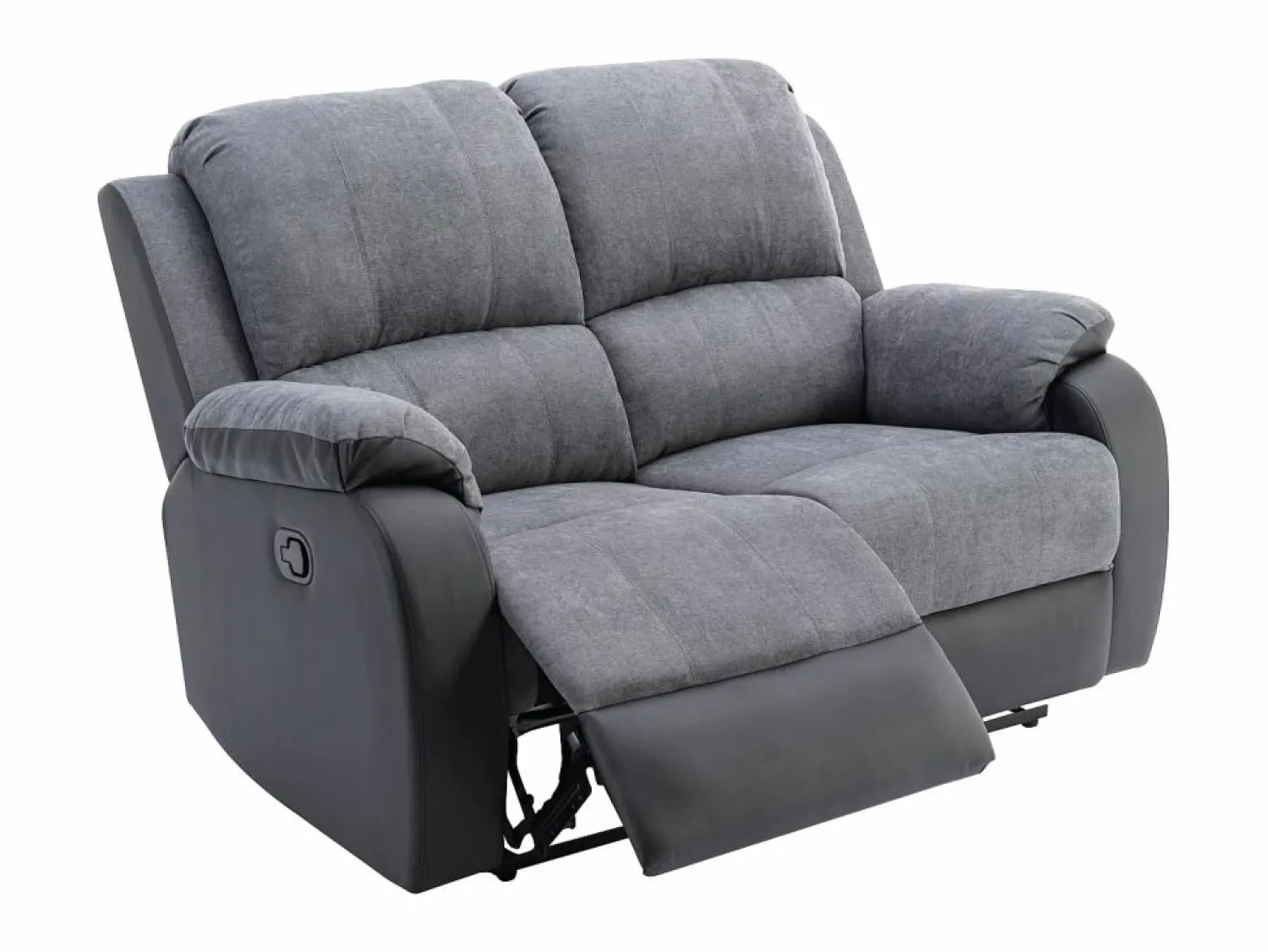 Vente-unique Conjunto Sofás | Sofá 3+2 relax de microfibra y piel sintética gris y negro BRODY