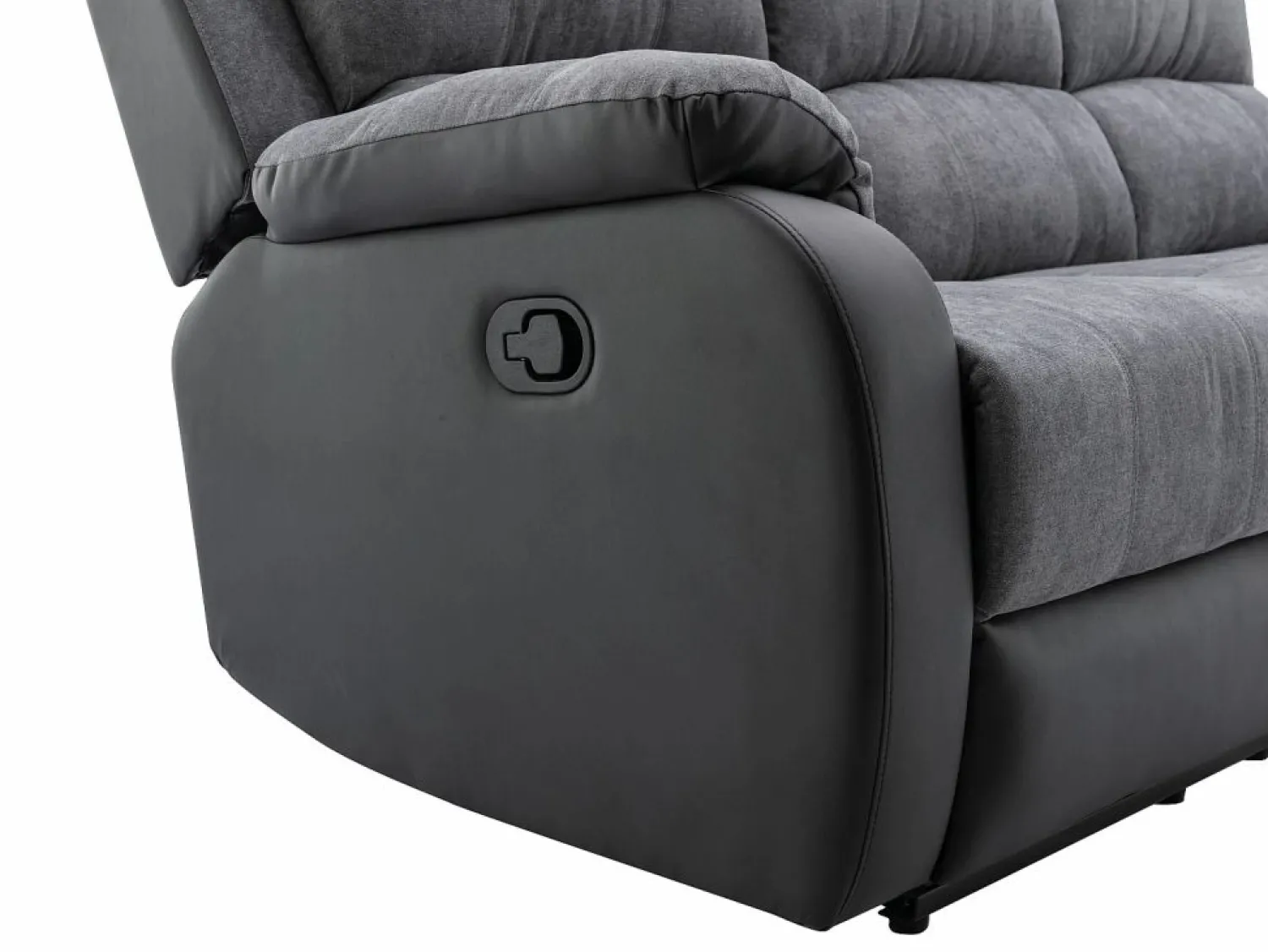 Vente-unique Conjunto Sofás | Sofá 3+2 relax de microfibra y piel sintética gris y negro BRODY