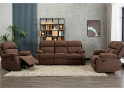 Sofá relax de 2 plazas de tela marrón TOLZANO < Vente-unique Clearance