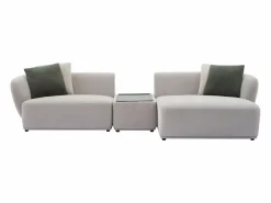 Vente-unique Sofá Modular * Sofá rinconera derecha modular con mesa de tela RANASO Gris claro