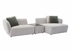 Vente-unique Sofá Modular * Sofá rinconera derecha modular con mesa de tela RANASO Gris claro