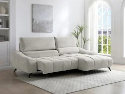 Sofá rinconera derecha relax con asiento deslizante en tela ELOSIA < Vente-unique New