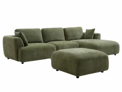 Vente-unique Sofá Modular * Sofá rinconera derecha y puf en tejido TINDRALO Verde