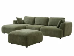 Sofá rinconera izquierda y puf de tela TINDRALO < Vente-unique Discount