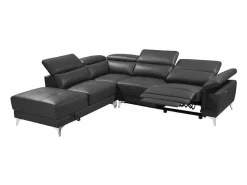 Sofá rinconera ángulo izdo eléctrico piel gris PASCALINE < LINEA SOFA Outlet