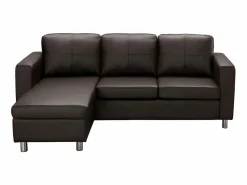 Vente-unique Todos Los Sofás|Sofá - 4 Plazas * Sofá rinconera piel sintética color marrón ACKLEY Marru00f3n chocolate