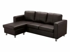 Vente-unique Todos Los Sofás|Sofá - 4 Plazas * Sofá rinconera piel sintética color marrón ACKLEY Marru00f3n chocolate