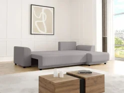 Vente-unique Todos Los Sofás|Sofá De Terciopelo * Sofá rinconera reversible de pana NESSARO Gris claro
