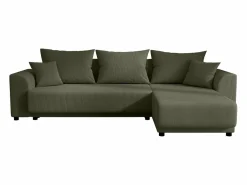 Vente-unique Sofá De Terciopelo|Sofá - 4 Plazas * Sofá rinconera reversible de pana verde NESSARO Caqui