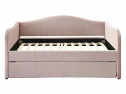 Vente-unique Cama Terciopelo|Cama Diván * 2 sofás cama nido de 90 x 190 cm en terciopelo + colchón MATHILDE Rosa