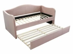 Vente-unique Cama Terciopelo|Cama Diván * 2 sofás cama nido de 90 x 190 cm en terciopelo + colchón MATHILDE Rosa