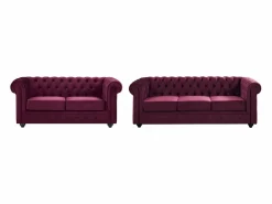 Sofás Chesterfield de terciopelo morado de 3 plazas y 2 plazas < Vente-unique Hot