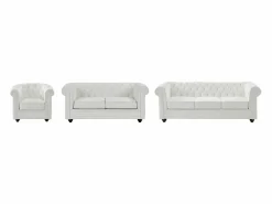 Sofás de 3 plazas, 2 plazas y sillón en imitación cuero CHESTERFIELD < Vente-unique New