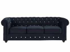 Vente-unique Conjunto Sofás | Sofás de 3 plazas y 2 plazas de terciopelo con botones de efecto cristal CHESTERFIELD