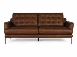 Sofá tapizado en piel estilo vintage y patas de metal 3 plazas < Giner y colomer Clearance