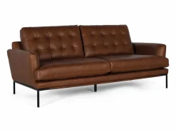 Sofá tapizado en piel estilo vintage y patas de metal 3 plazas < Giner y colomer Clearance