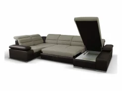 Sofá XXL beige/marrón ángulo derecho BOILEAU < Vente-unique Online