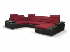 Vente-unique Sofá Xxl * Sofá XXL Rojo/Negro ángulo derecho BOILEAU - Barato Negro / Rojo