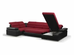 Vente-unique Sofá Xxl * Sofá XXL Rojo/Negro ángulo derecho BOILEAU - Barato Negro / Rojo