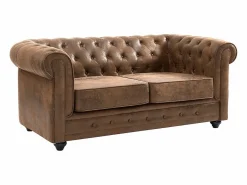 Sofá 3 y 2 plazas de microfibra con acabado de piel envejecida CHESTERFIELD < Vente-unique