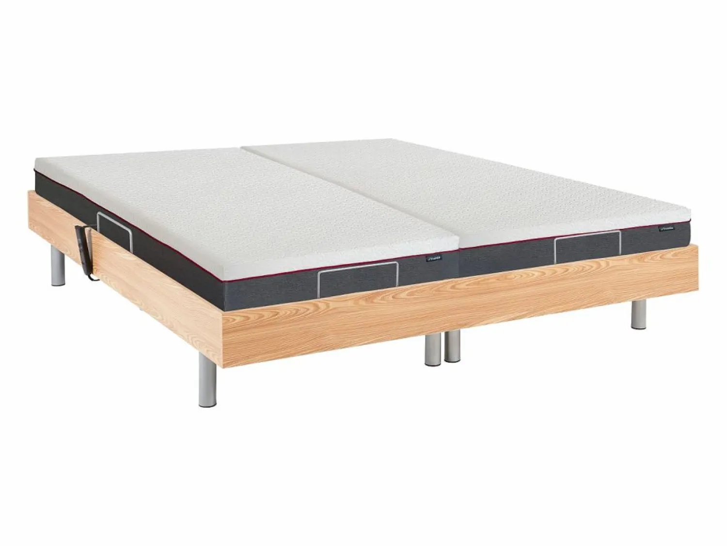 Ysmée Cama Articulada | Somier articulado eléctrico 2x65 plots - 2 x 80 x 200 cm - gris - NALU de YSMÉE