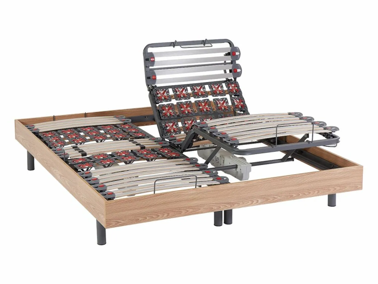 Ysmée Cama Articulada | Somier articulado eléctrico 2x65 terminales - 2 x 80 x 200 cm - gris - NALU de YSMÉE