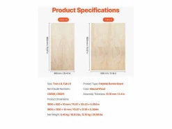 Base De Cama De Láminas * Somier de listones SucceBuy Plegable Tamaño Completo, Colchón Superior de Madera para el Soporte bajo los Colchones, Listo para Usar, 8 Piezas, de Madera Natural