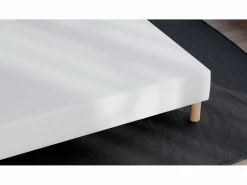 Somier tapizado 140x190 - Madera de pino reforzada - Haya maciza - Blanco - Estructura sólida de calidad - Cómodo ® < Douce Lune Discount