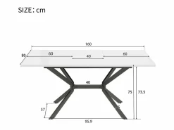 DripeX Mesa Extensible * Tablero de comedor extensible 120/160 cm, 4 a 6 personas, en MDF y metal, mesa rectangular Blanco