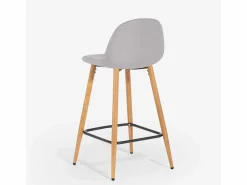 AHD Muebles De Bar|Taburete Alto * Taburete alto de bar cocina estilo nórdico en tela con respaldo Shona - claro Gris