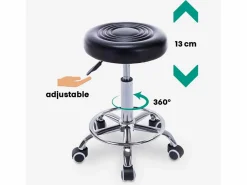 AHD Taburete De Oficina | Taburete con ruedas asiento de polipiel giratorio esteticista oficina Nabu -