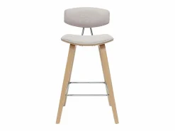 Miliboo Muebles De Bar|Taburete Alto * Taburetes de bar de diseño de terciopelo texturizado y madera clara de 69 cm de altura (juego de 2) VASCO Beige