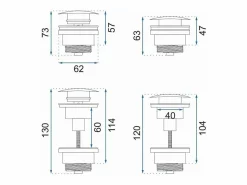 Tapón universal para lavabo clic-clac BLACK en corcho con recubrimiento cuádruple < Rea