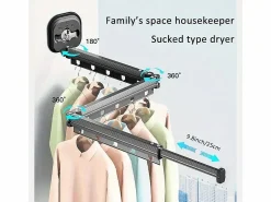 Kitchen Move Perchero * Tendedero de pared extensible 125cm PYTHON Negro