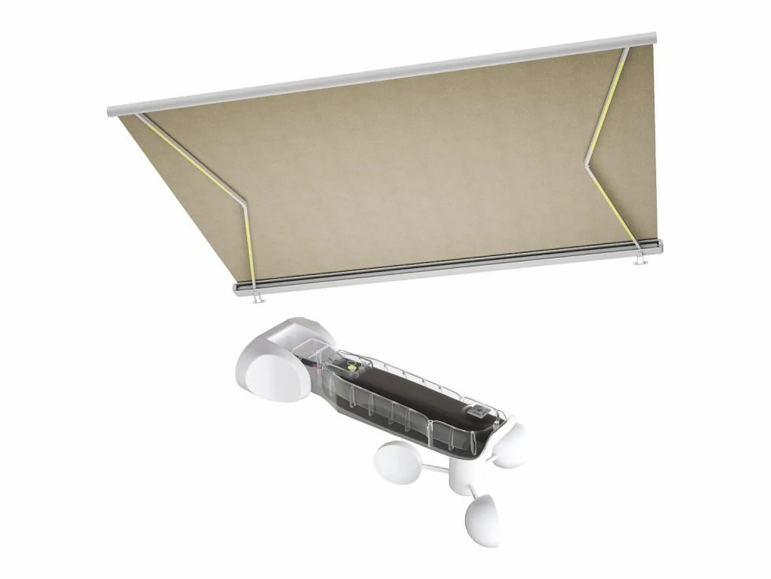 Toldo motorizado con luces LEDs con cofre y sensor de viento 5 x 3,5 m - beige - GALAXA < Vente-unique Best