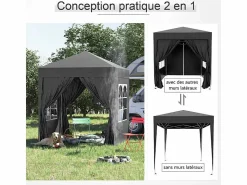 Toldo Plegable 4 m² - 2 ventanas, 4 lados - Acero y tela Oxford - 2 puertas con cremallera < DripeX Sale